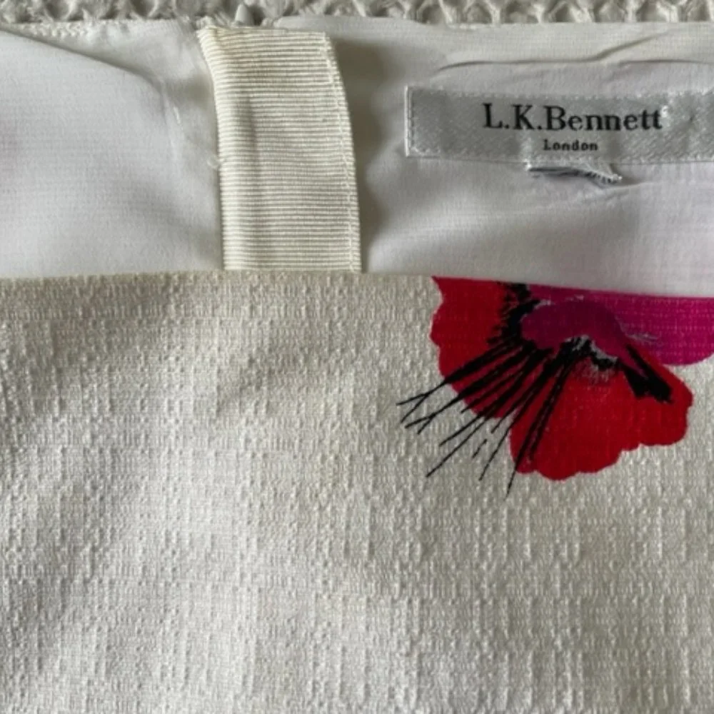 L.K. Bennett Lasa Poppy Print Dress Red - Picture 4 of 5